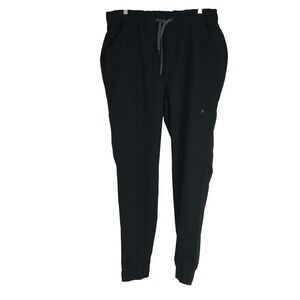 Jaanuu Mens Black Jogger Scrub Pants J95122 Elastic Waist Drawstring Large NEW